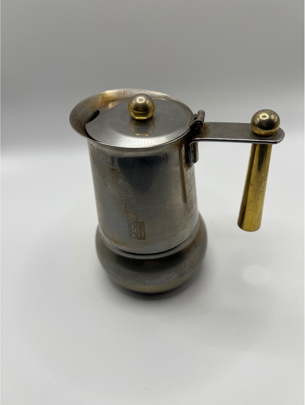 Vintage Espresso GB Single cup machine INOX 1810 Made in Italy gold handle
